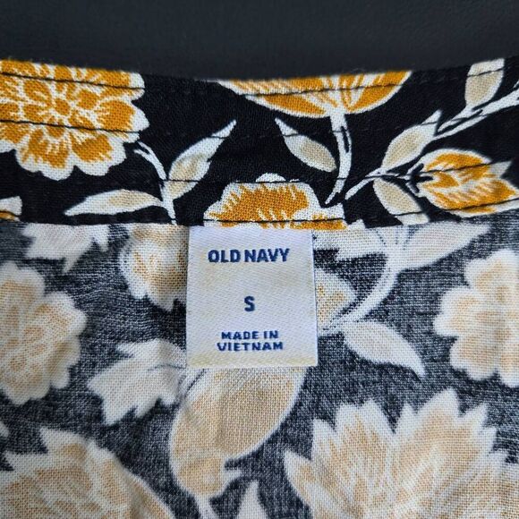Old Navy Womens Floral Long Sleeve Tunic Top Size Small Yellow Flowy Boho Birds - Picture 4 of 7